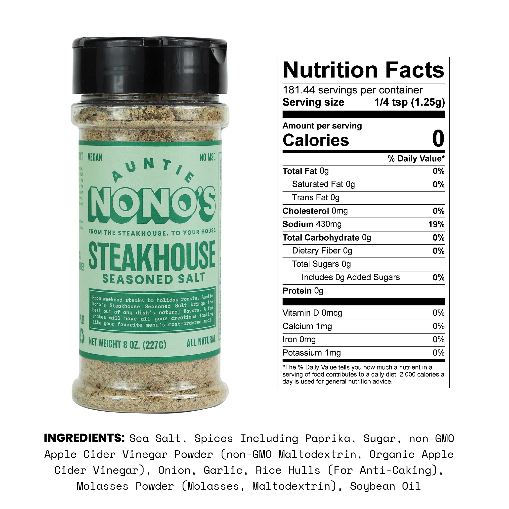 Auntie Nonos Burger Seasoning, All-Natural Smoke Seasoning for Burgers, Steaks, Fries, Veggies, Pork, Grilling, BBQ, and Snacks, 3.8 oz.