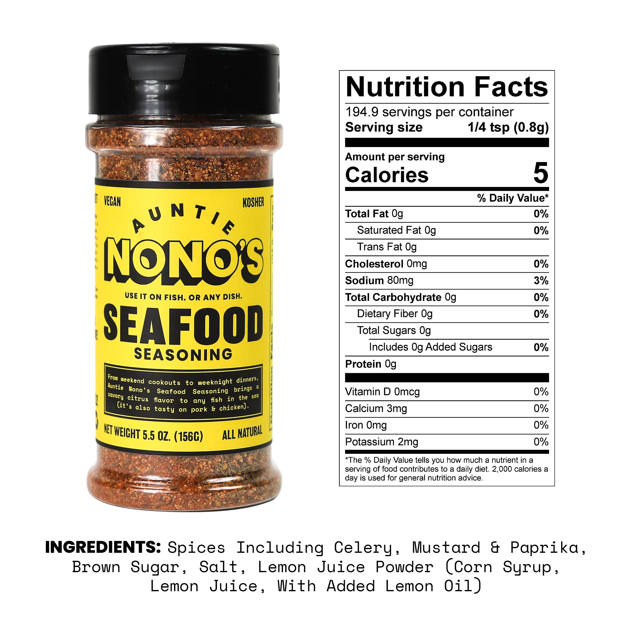 Auntie Nono's Everything Seasoning - Sea Salt, Garlic, & Onion Powder - Add Flavor to Chicken, Pork Chops, Eggs & Veggies - Paleo, Vegan, & Gluten-fr